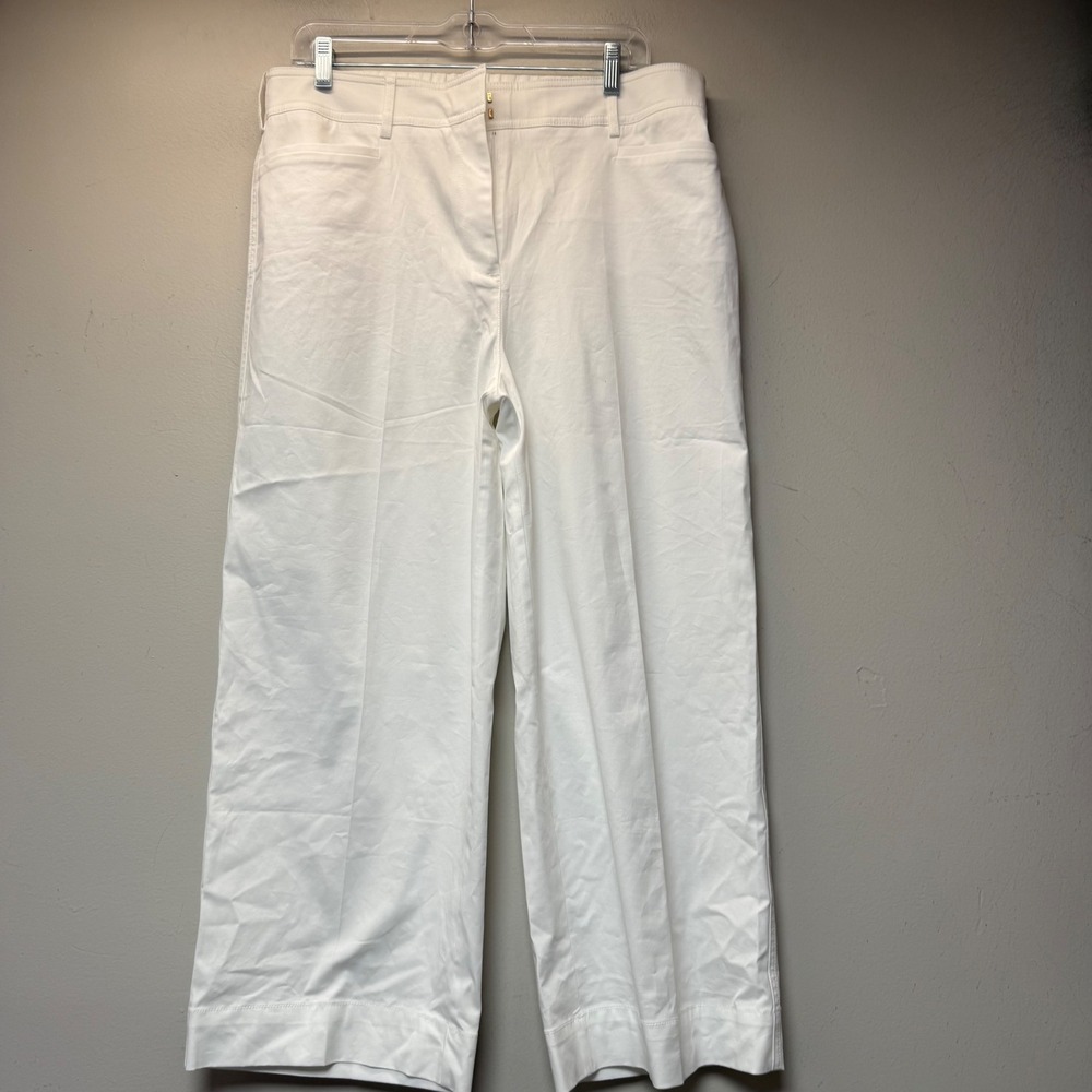 Chico's Flex Waist Wide Leg Pants Women Size 2 US 12 White Like New High Rise